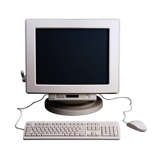 istock Old Desktop computer monitor, keyboard and mouse 485920989