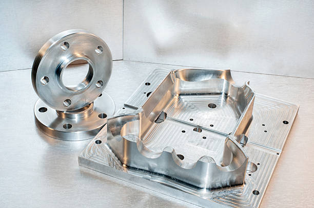 istock Metal mold and steel flanges. Milling industry. CNC technology. 485921997
