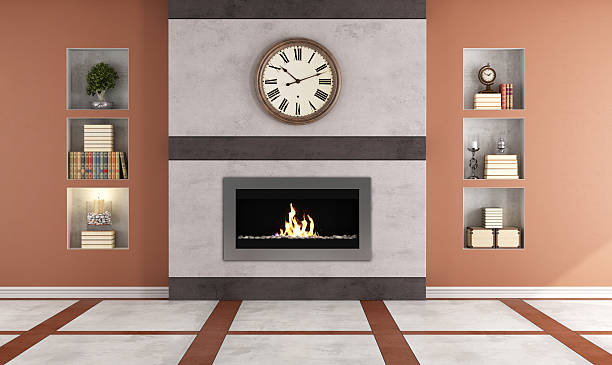 istock Gas fireplace in a living room 485922149
