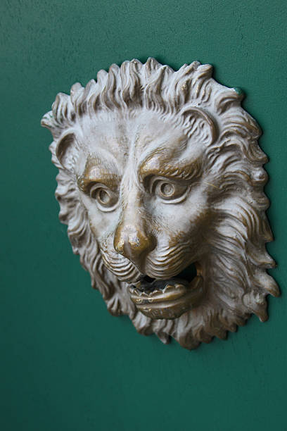 istock Antique lion door decoration 485922185