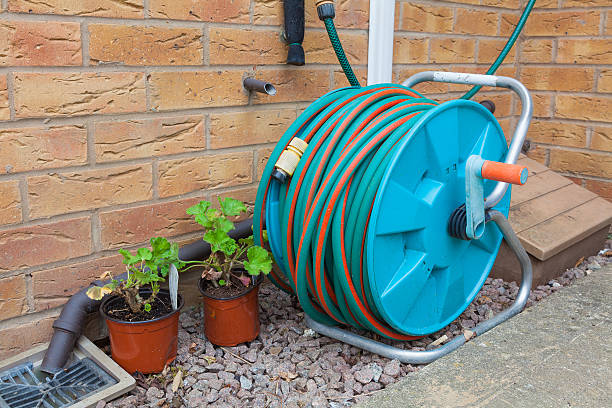 istock Garden hose on a reel 485922285