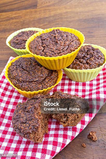 Home Made Chocolate Muffins On A Napkin Stock Photo - Download Image Now - Baked, Brown, Chocolate