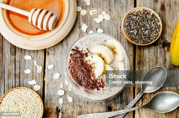 Overnight Banana Oats Quinoa Chia Seed Pudding Stock Photo - Download Image Now - 2015, Aromatherapy, Autumn