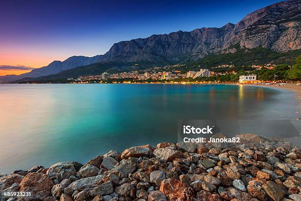 Beautiful Croatian Resort At Sunset Makarska Dalmatia Europe Stock Photo - Download Image Now