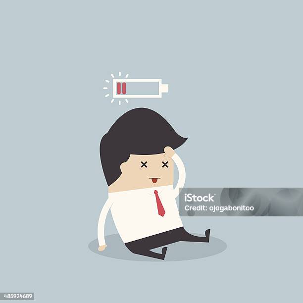 Businessman With Low Battery Stock Illustration - Download Image Now - Battery, Low, Adult