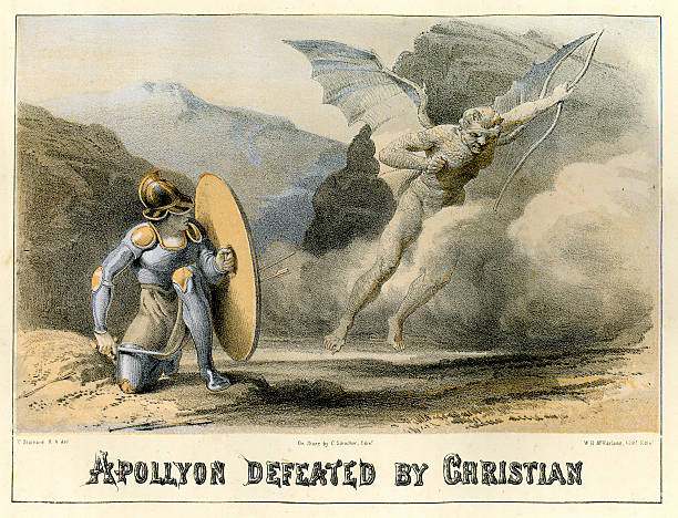 besiegt apollyon von christian - buchtitel stock-grafiken, -clipart, -cartoons und -symbole