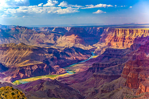 Grand canyon at sunrise Grand canyon at sunrise with river Colorado plateau photos stock pictures, royalty-free photos & images