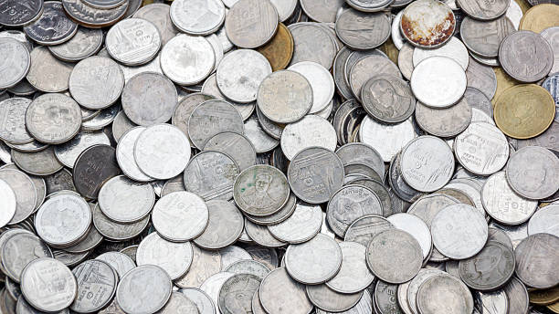 istock Different types of the Thai Baht coins. 485928650