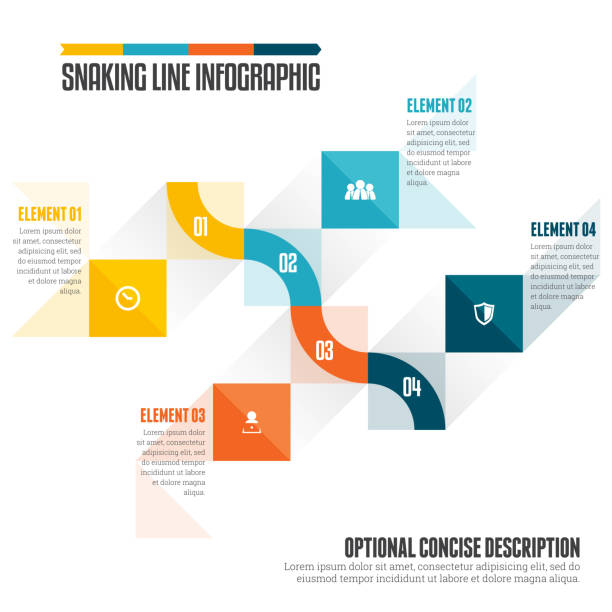 Snaking Line Infographic Vector illustration of snaking line infographic design element. s shape stock illustrations