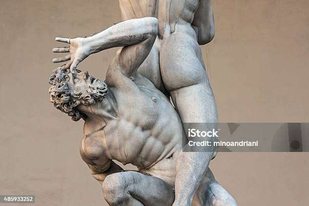 Piazza Della Signoria Sculpture Rape Of The Sabines By Giambologna Stock Photo - Download Image Now