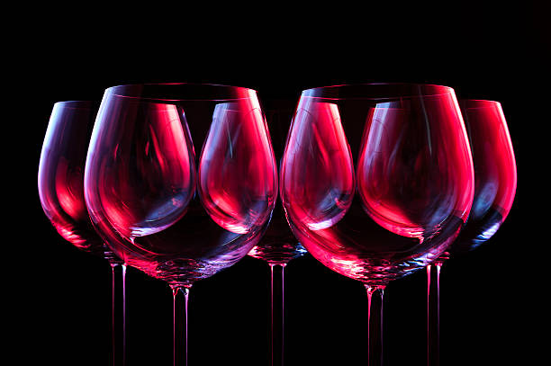 istock Wine glasses in nightclub lights 485934738