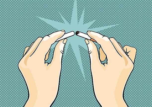 ilustrações de stock, clip art, desenhos animados e ícones de parar de fumar. - breaking cigarette