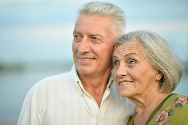 istock Elderly  couple on nature  at summer 485947666