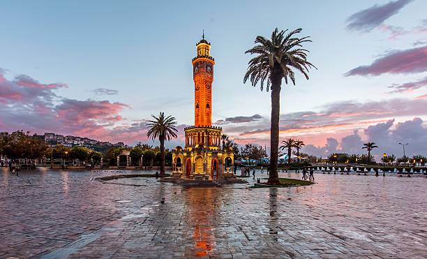 torre dell'orologio, izmir - izmir turkey konak clock tower foto e immagini stock