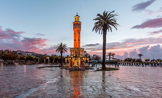 Clock Tower, Izmir The clock tower is the official symbol of Izmir.It is located Konak Square. It was built in 1901 to commemorate the 25th anniversary of Abdul Hamid II’s accession to the throne. izmir stock pictures, royalty-free photos & images