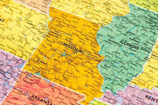 Map of Missouri State. Selective focus. 