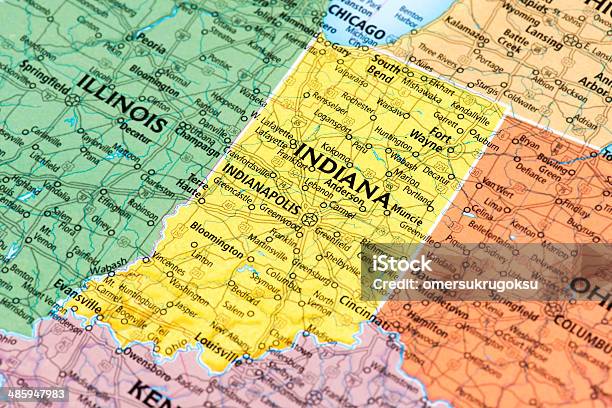 Indiana Stock Photo - Download Image Now - Map, USA, Road Map