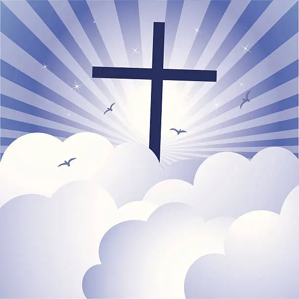 Vector illustration of Cross and glorious sky