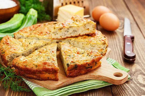 istock Zucchini pie with cheese and herbs 485949050