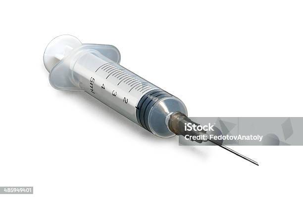 Plastic Disposable Syringe With A Needle Stock Photo - Download Image Now - Syringe, Acute Angle, Blood