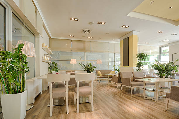 istock Interior of a beautiful bright cafe 485949670