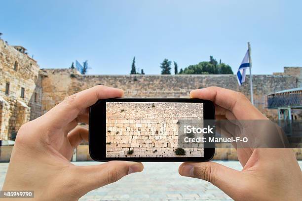 Taking Photo In Western Wall Of Jerusalem Stock Photo - Download Image Now - Camera - Photographic Equipment, Jerusalem, Men