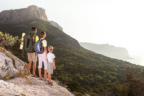istock Family hiking mountains 485953068