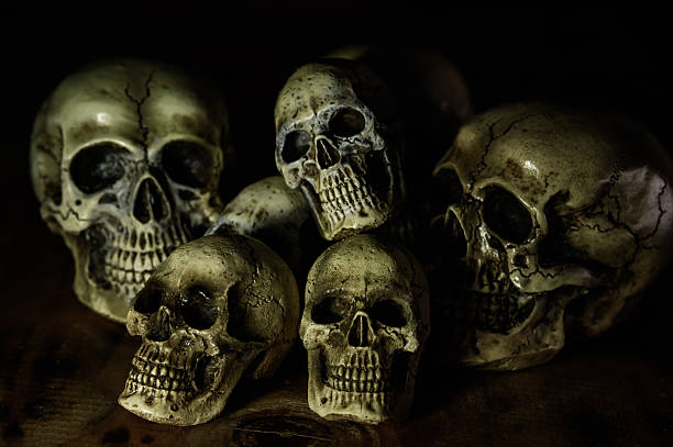 istock Genocides still life with a human skull 485955102