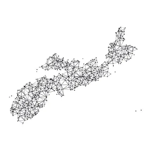 Vector illustration of Nova Scotia Map Network Black And White