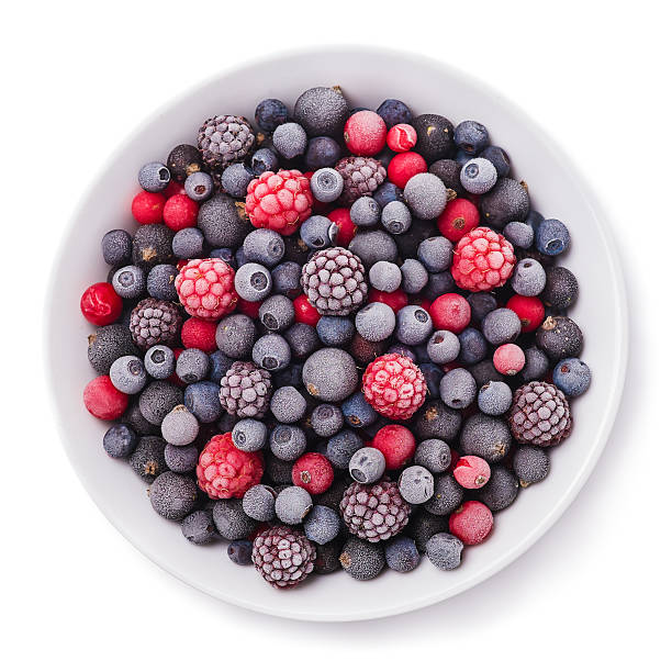 istock Frozen berries isolated on a white background, top view 485962158