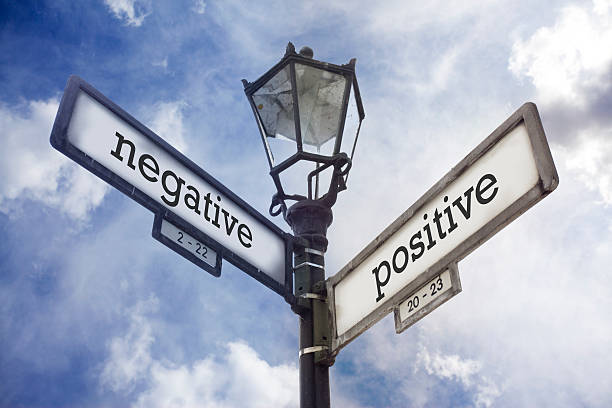 istock Negative vs Positive Written on Street Sign 485962338