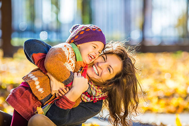 Mother and daughter in the park