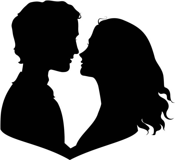 łączących kochać para - passion kissing black white stock illustrations