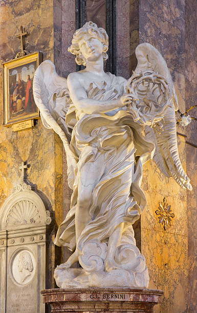 Rome The Marble Statue Of Angel By Bernini Stock Photo - Download