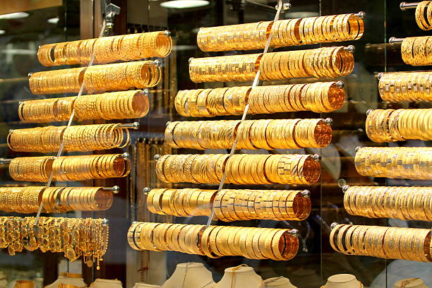 Turkish gold shop Turkish gold shop with bracelets fashion bazaar stock pictures, royalty-free photos & images