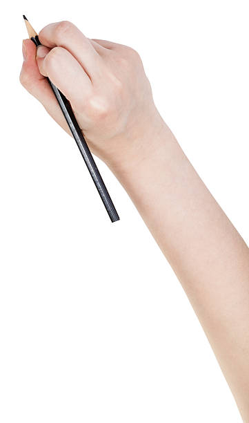 istock hand paints by black pencil isolated on white 485964970