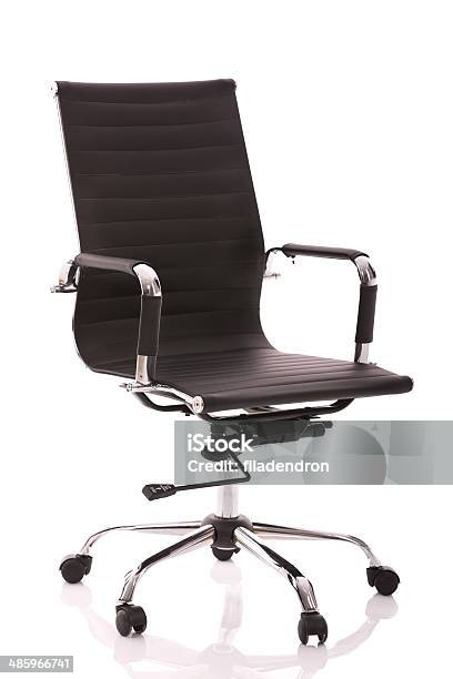 Executive Leather Chair On White Background Stock Photo - Download Image Now - Office Chair, Spinning, White Color