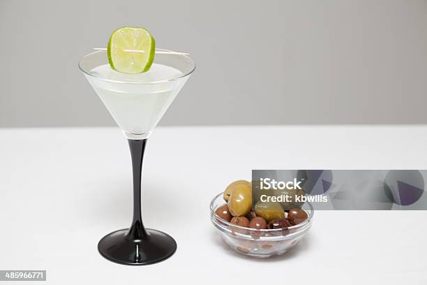 Mojito Cocktail With Lime Mixed Green Olives In Glass Bowl Stock Photo - Download Image Now