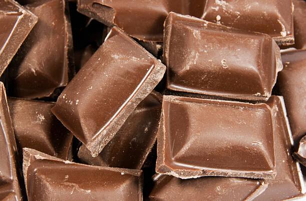 istock Closeup Abstract Individual Squares of Dark Chocolate 485967975