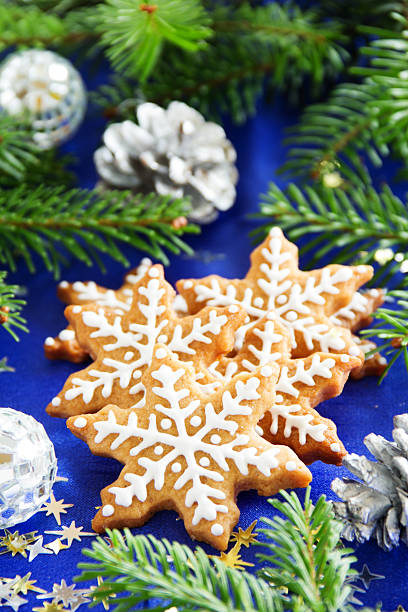 istock Christmas gingerbread cookie in the form of a snowflake. 485968842