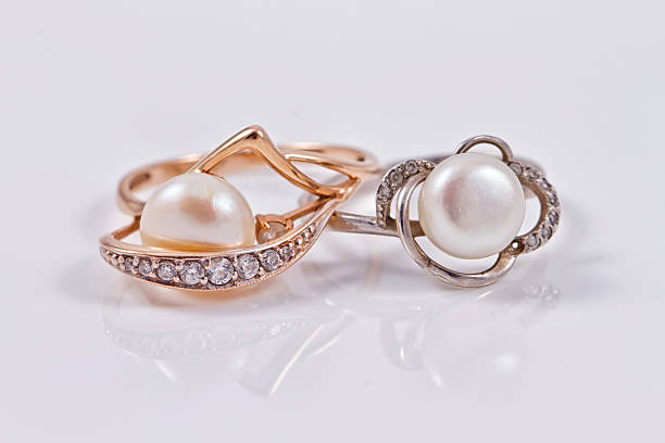 istock Elegant gold and silver ring with pearls 485969330