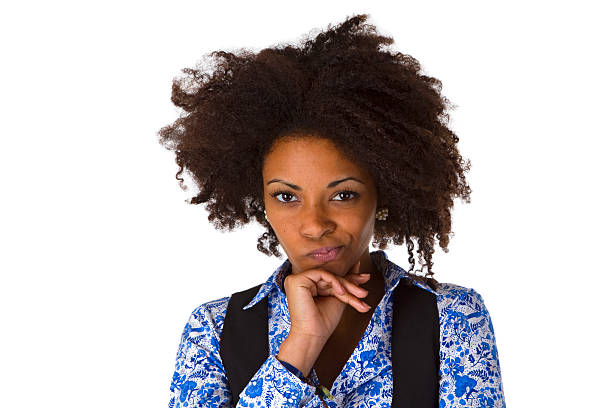 cépticos pretenderem mulher afro-americana - disaffection imagens e fotografias de stock