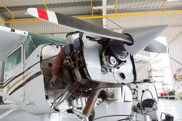 istock Repairing small propeller airplane 485970008