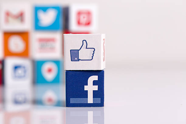 Sakarya, Turkey - August 17, 2015: Social media logos printed onto cubes. Logos include Periscope and Twitter. Social media uses web and mobile technology to connect people.