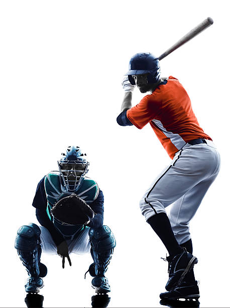 istock Men baseball players silhouette isolated 485973904