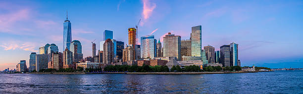New York Skyline from the Hudson A picture of the New York Skyline from the Hudson with the World Trade Center liberty tower stock pictures, royalty-free photos & images