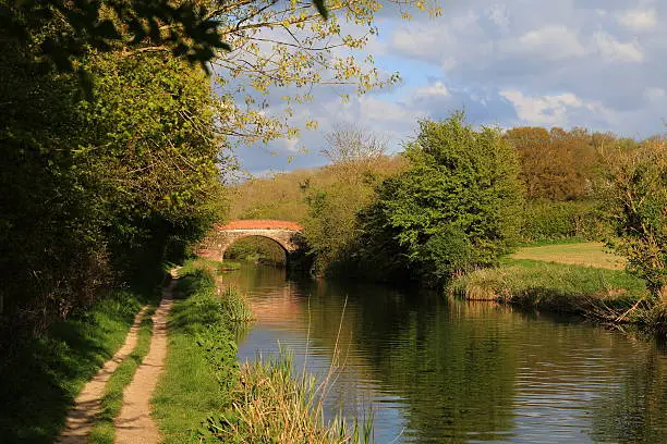 Kennet and Avon Canal at Kintbury by Newbury in  southern England and beatiful spring landscape.