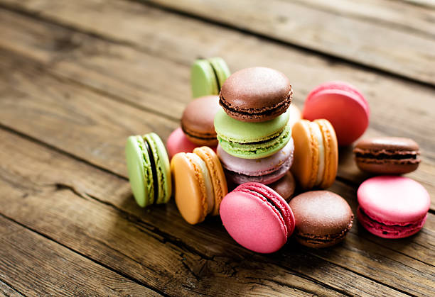 traditional french colorful macarons stock photo