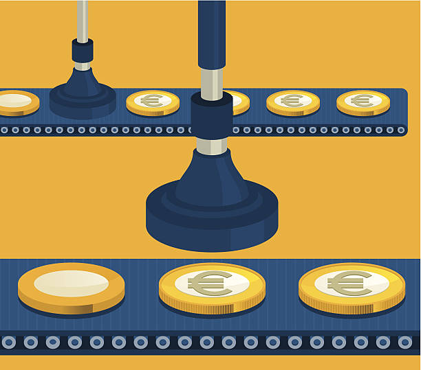 Money Making Machine for money making coin quantitative research stock illustrations