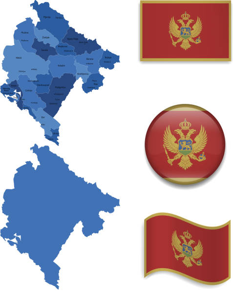 черногория карта и флаг collection - bar stock illustrations